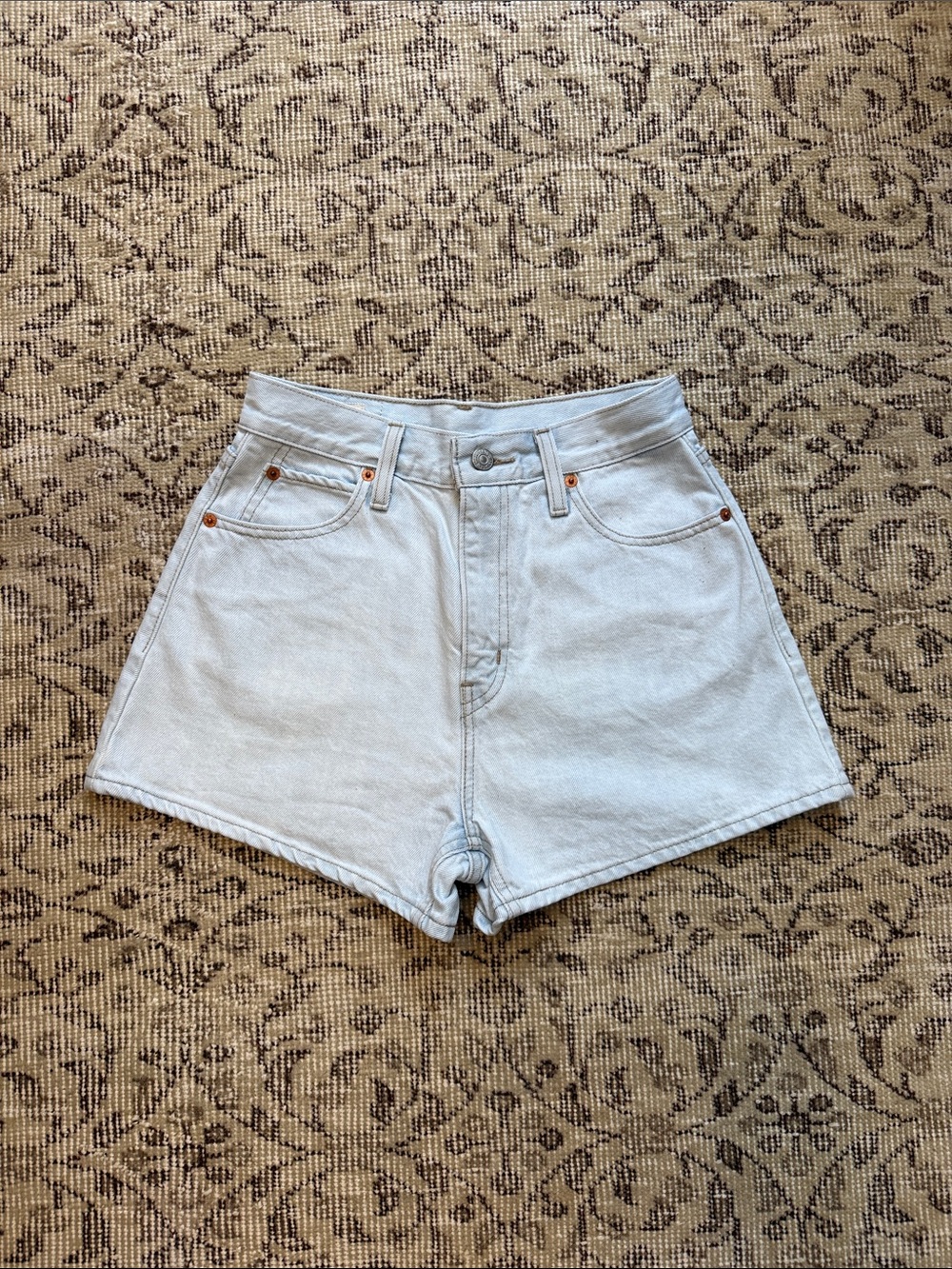 Levi’s A Line High-Rise Light Blue Denim Shorts — Women